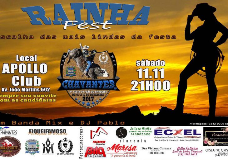 SERÁ NESTE SÁBADO 11/11/2017 A ESCOLHA DA RAINHA DA 16ª FESTA DE PEÃO